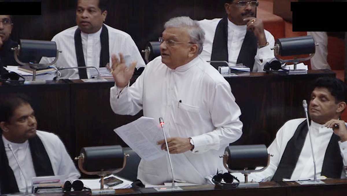 Samagi Jana Balawega MP Lakshman Kiriella has fallen to the ground inside the Parliament