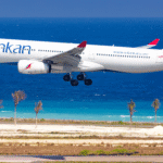 SriLankan Airlines Airbus A330 aircraft in flight near Colombo Airport