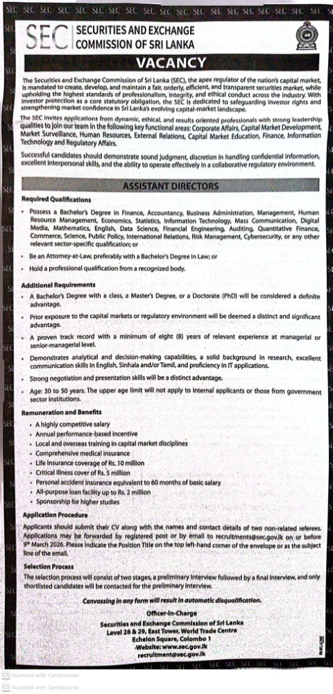 Assistant Director Job Vacancies - Securities and Exchange Commission